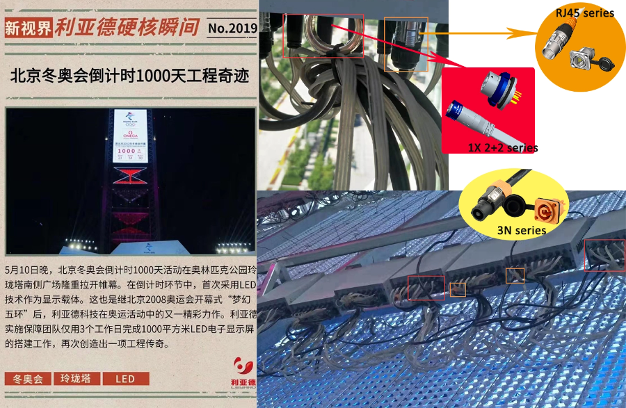 2022 Beijing Winter Olympics Countdown Device REUNION — 1X 2+2 Series, RJ45 Series and 3N Power Connectors for LEYARD LED Screen